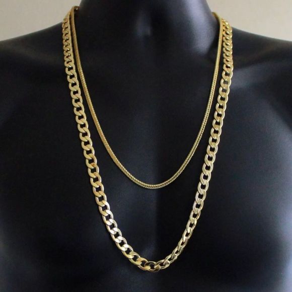 14K Gold Two Piece Chain Set - Picture 1 of 4